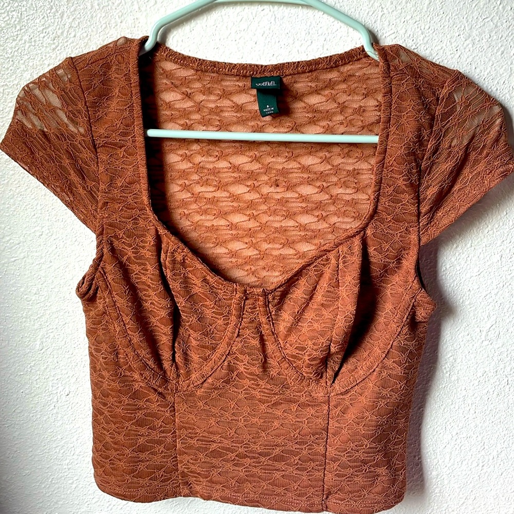 Brown wild fable lace top.